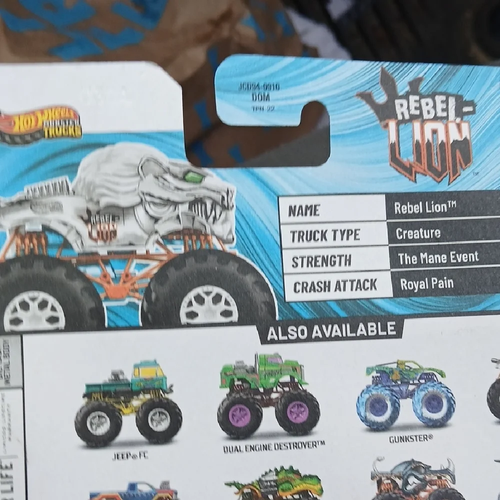 Rebel-lion Hot Wheels  Monster Truck with White and Black Design